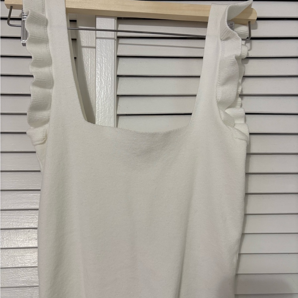 White Ruffled Tank Top